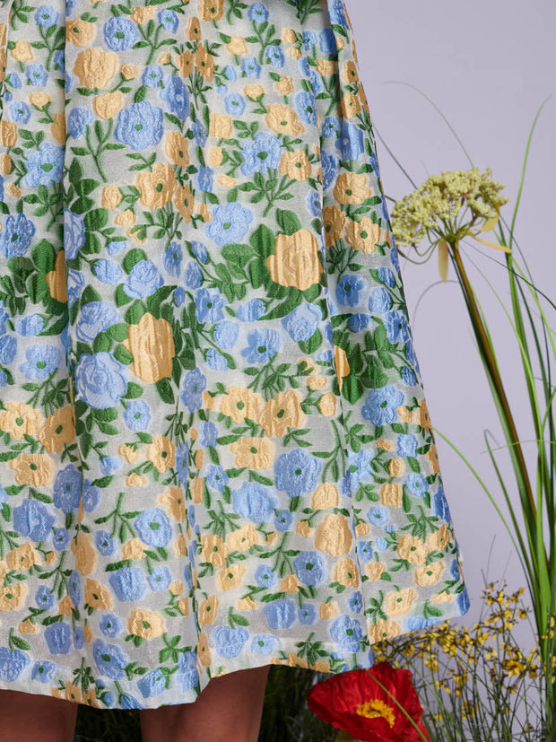 Marigold Jacquard Mini Dress Yellow, Green, Blue / Z