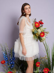 Heather Tulle Mini Dress Pearled White / Z