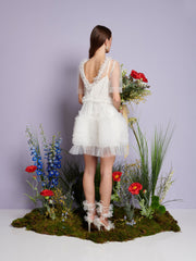 Heather Tulle Mini Dress Pearled White / Z