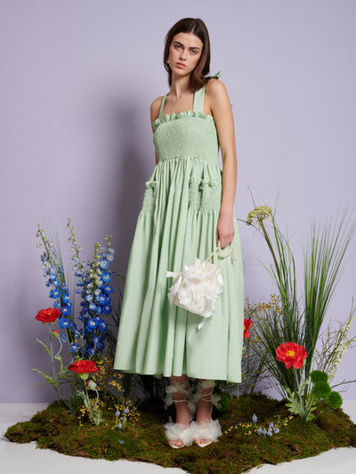 Grassland Cross Straps Midi Dress Pistachio Green / Z