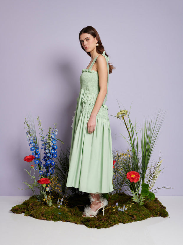 cross strap midi dress Linen-look cross-back midi dress - Women's fashion