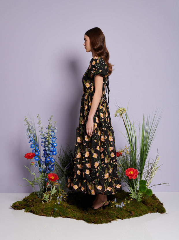 Wood Lily Embroidered Maxi Dress Floral Black / Z
