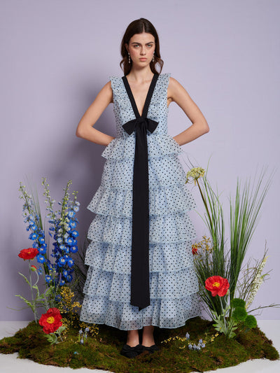 Haven Ruffle Midi Dress Baby Blue / Z
