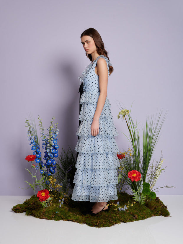Haven Ruffle Midi Dress Baby Blue / Z