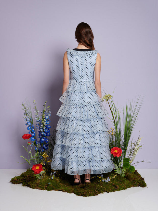 Haven Ruffle Midi Dress Baby Blue / Z