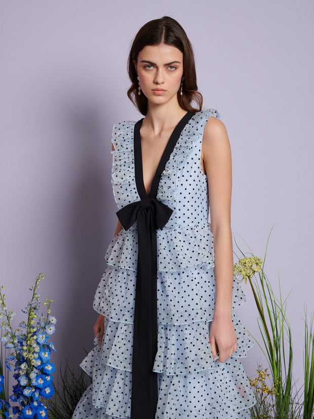 Haven Ruffle Midi Dress Baby Blue / Z
