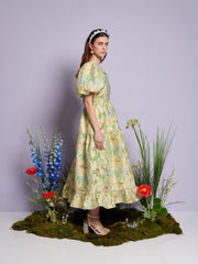 Pasqueflower Jacquard Midi Dress Lime Green / Z