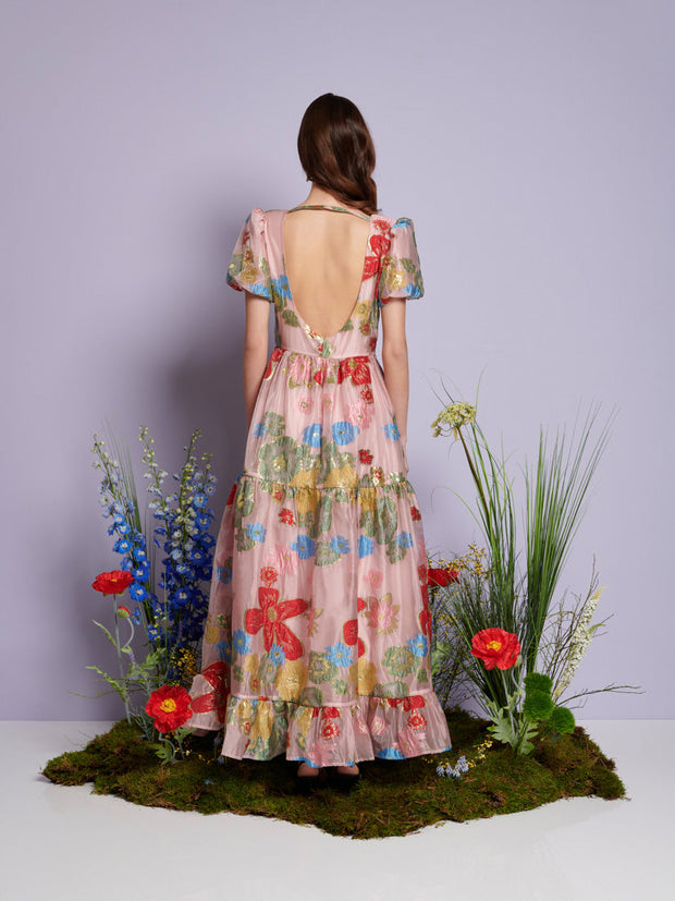 Camellia Jacquard Maxi Dress Baby Pink / Z