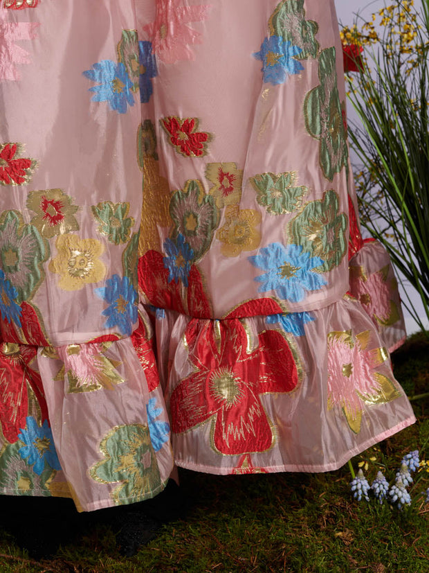 Camellia Jacquard Maxi Dress Baby Pink / Z