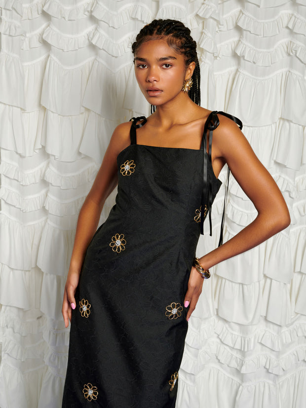 <b>DREAM</b> Sol De Noche Beaded Midi Dress