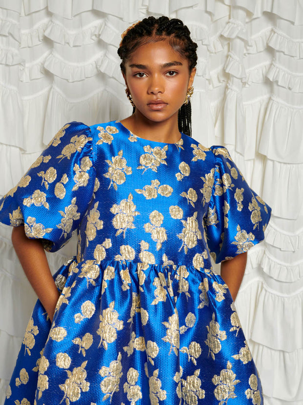 <b>DREAM</b> Golden Blues Jacquard Mini Dress