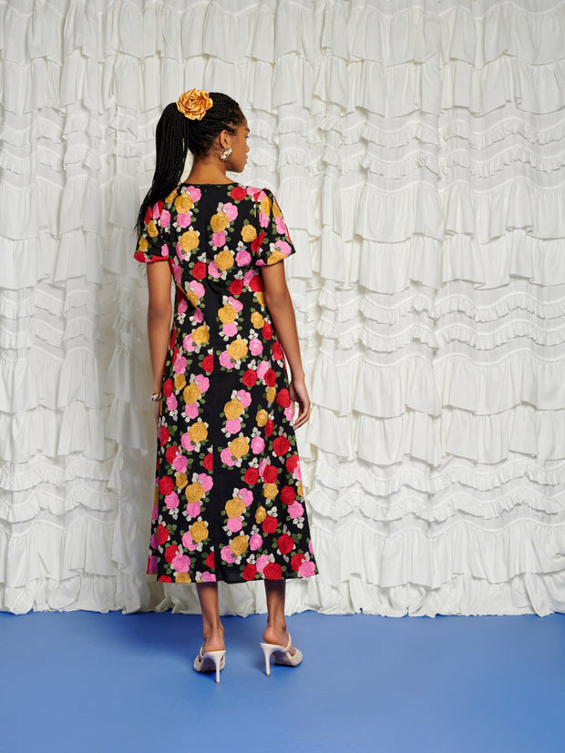 <b>DREAM</b> In Bloom Embroidery Midi Dress