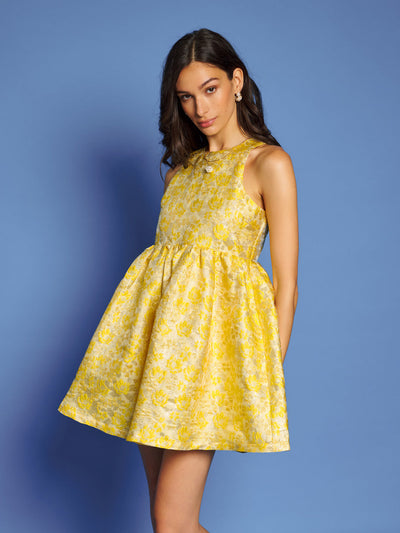 Shimmer Jacquard Mini Dress Gold Yellow / Z