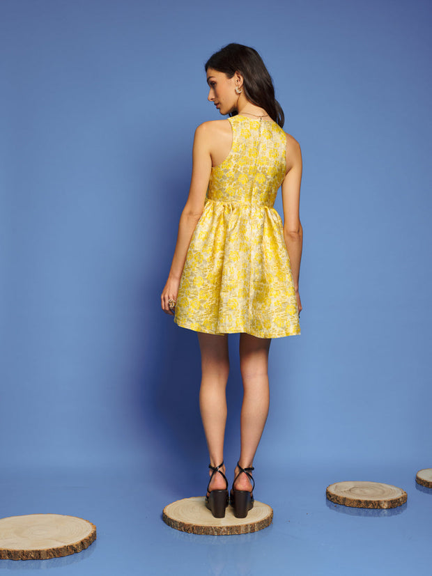 Shimmer Jacquard Mini Dress Gold Yellow / Z