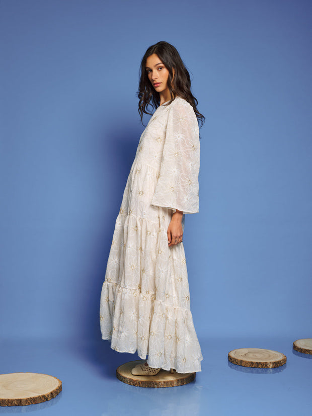 Faye Embroidered Maxi Dress Ivory Cream / Z