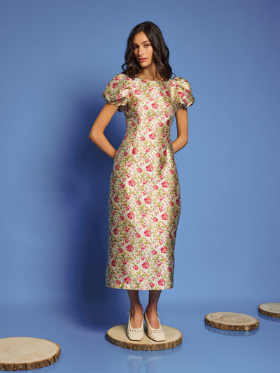 Forest Echo Jacquard Midi Dress Multi Floral / Z