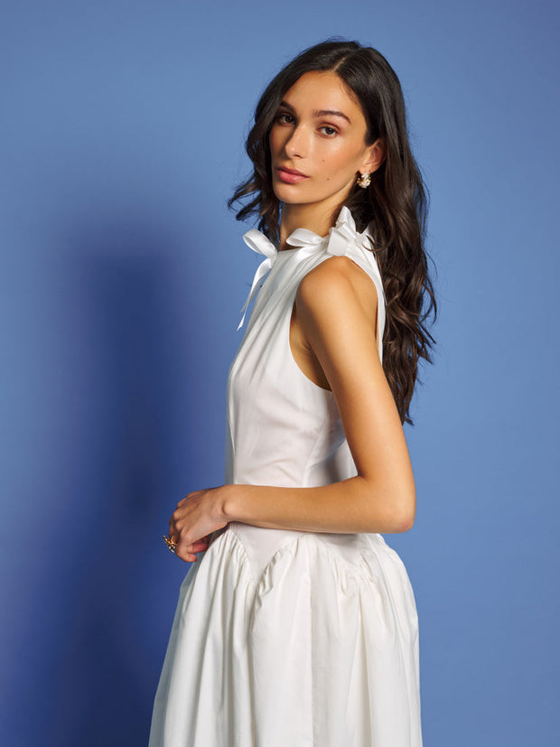 Shoreline Bows Midi Dress Pearl White / Z
