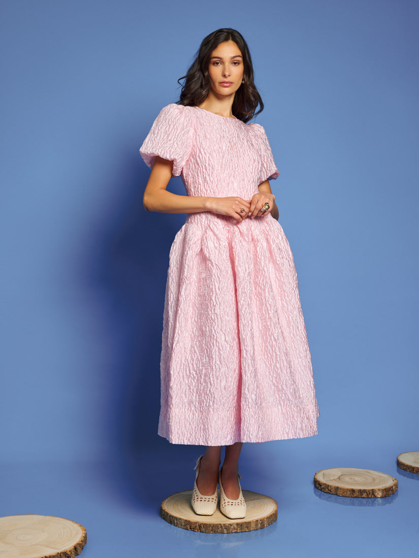 dream sister jane rosette trapeze midaxi dress in pink DREAM Ray Ripples Midi Dress Sister Jane