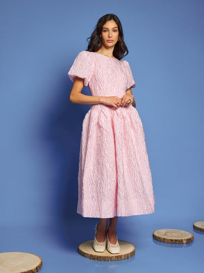 Ray Ripples Midi Dress Baby Pink / Z