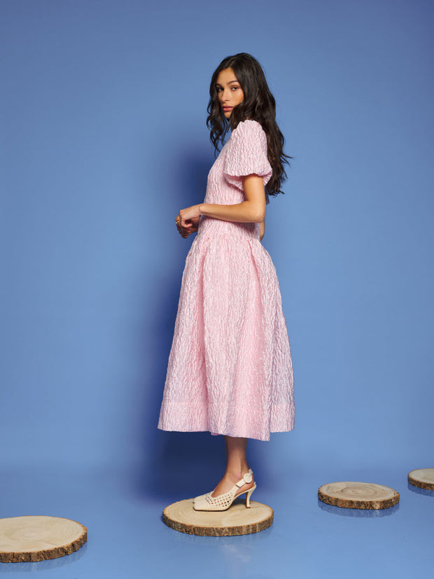 Ray Ripples Midi Dress Baby Pink / Z