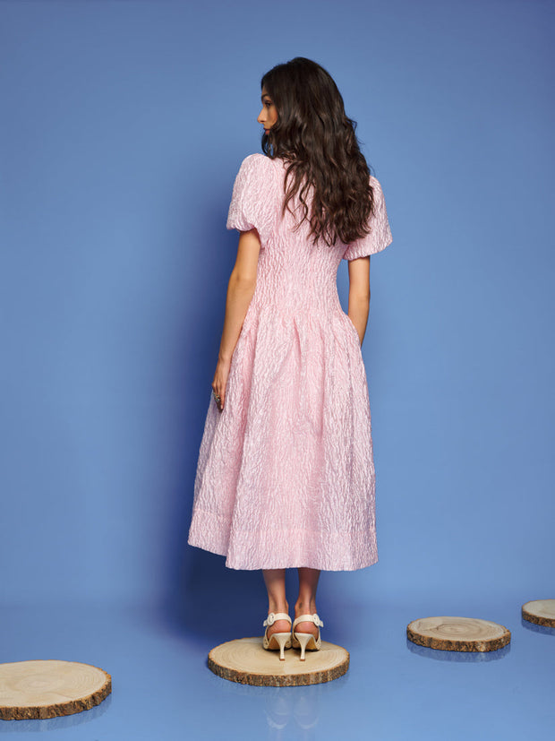 Ray Ripples Midi Dress Baby Pink / Z