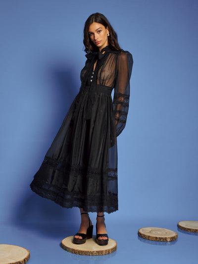 Breezy Bow Midi Dress Coal Black / Z