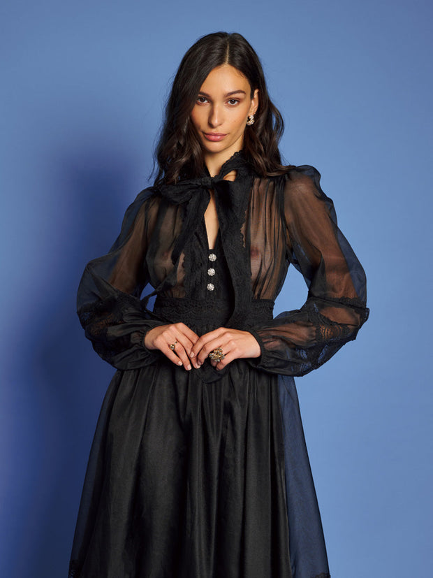 Breezy Bow Midi Dress Coal Black / Z