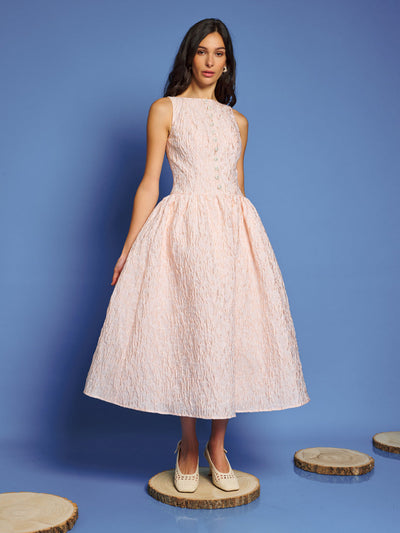 Sun Soaked Jacquard Midi Dress Pale Pink / Z