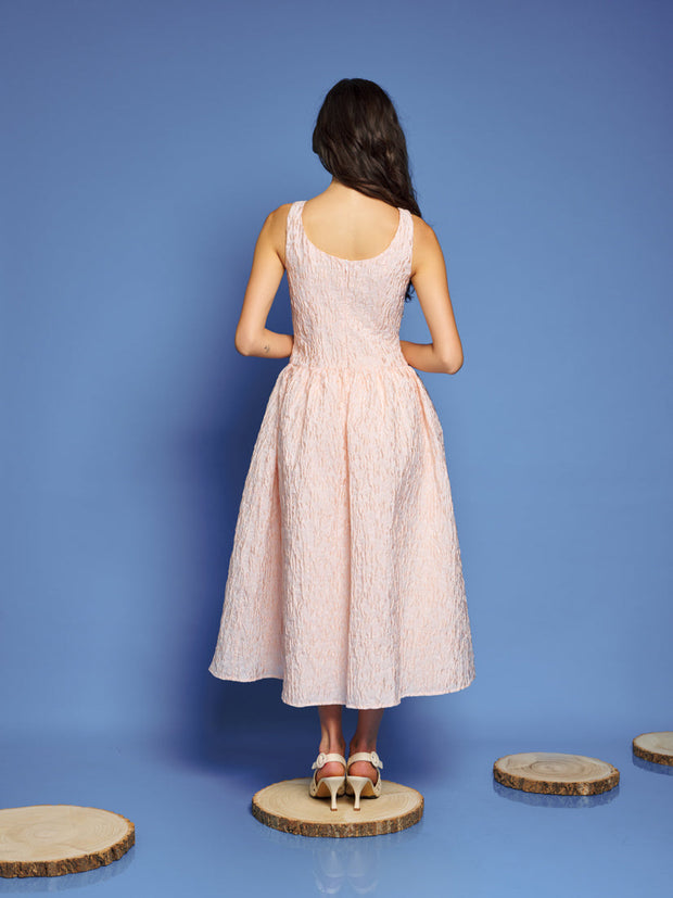 Sun Soaked Jacquard Midi Dress Pale Pink / Z