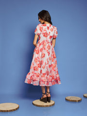 Willa Jacquard Midi Dress Coral Red / Z