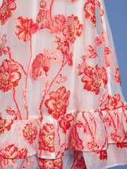 Willa Jacquard Midi Dress Coral Red / Z