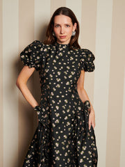 Tea Rose Jacquard Midi Dress Coal Black / Z