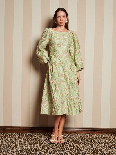 Marble Jacquard Midi Dress Pistachio Green / Z