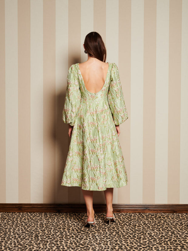 Marble Jacquard Midi Dress Pistachio Green / Z
