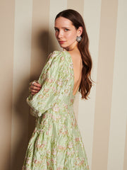 Marble Jacquard Midi Dress Pistachio Green / Z
