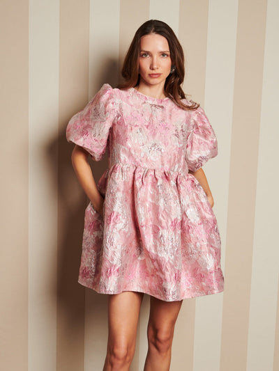 Jam Jar Jacquard Mini Dress Baby Pink / Z