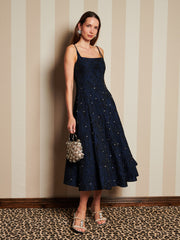 Maison Gem Jacquard Midi Dress Marine Blue / Z