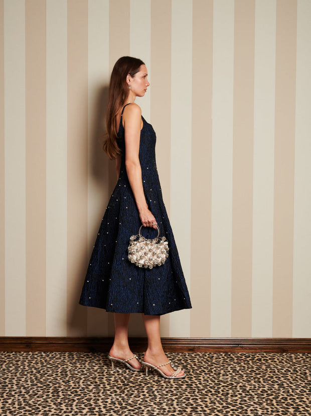 Maison Gem Jacquard Midi Dress Marine Blue / Z