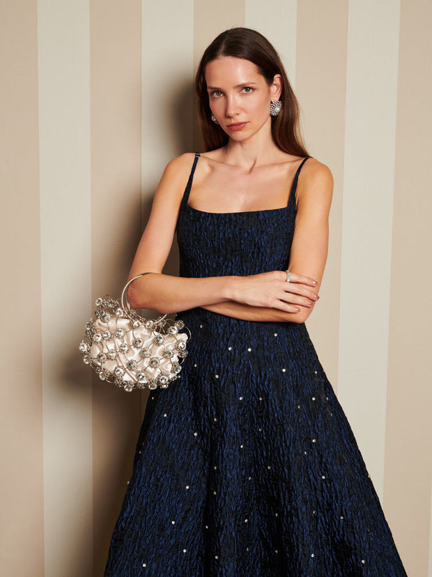 Maison Gem Jacquard Midi Dress Marine Blue / Z