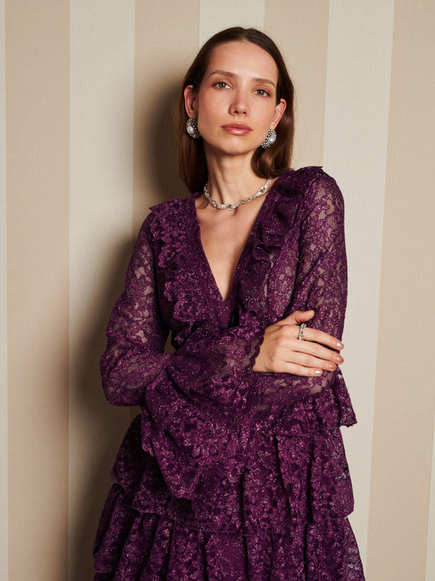 Quill Lace Maxi Dress Prune Purple / Z