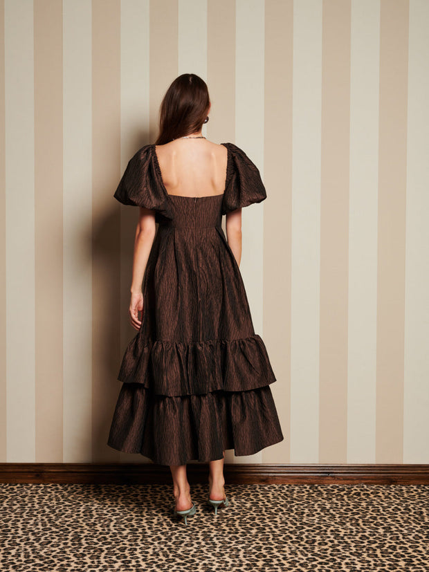 Antiques Jacquard Midi Dress Chocolate Brown / Z