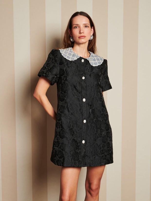 Chandelier Jacquard Mini Dress Coal Black / Z