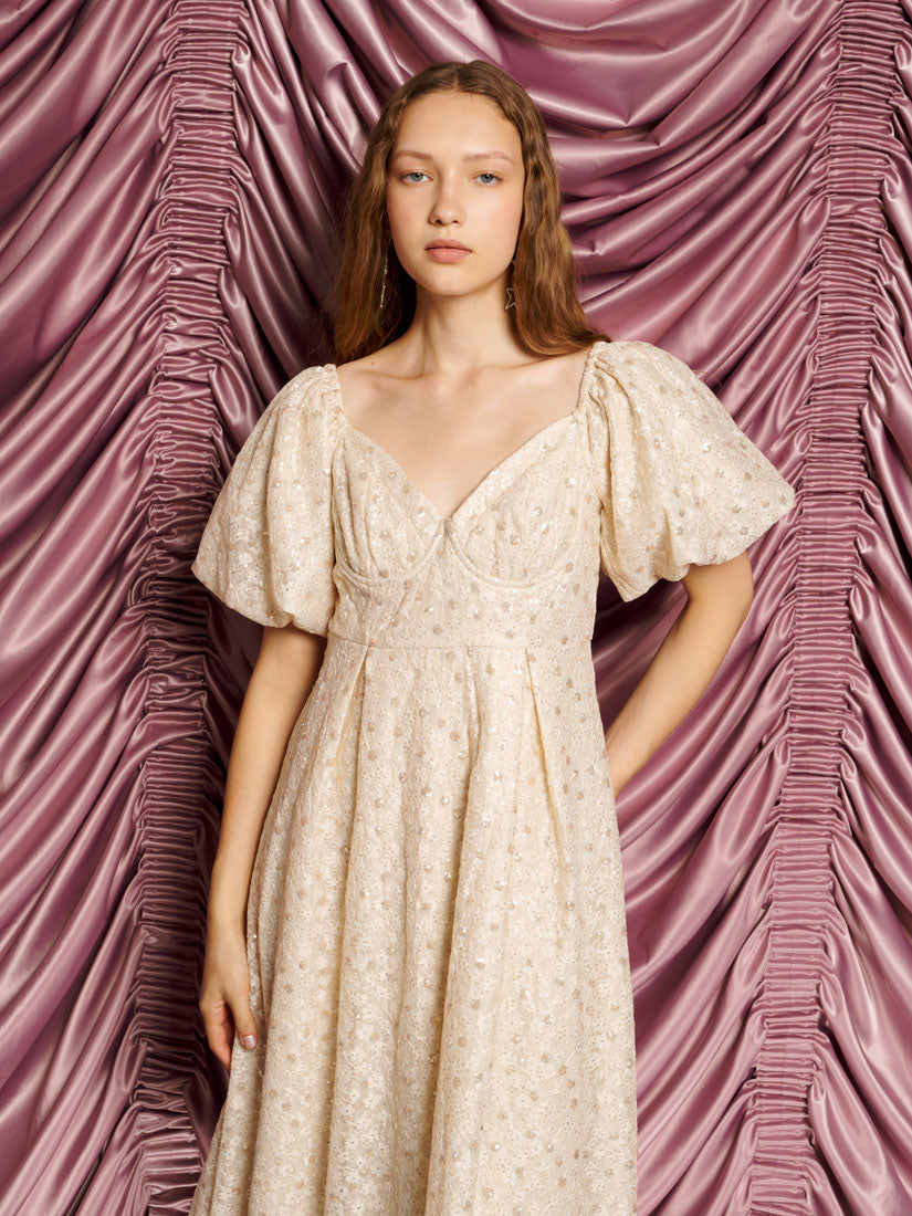 DREAM Sally Lace Midi Dress Champagne Nude / M+