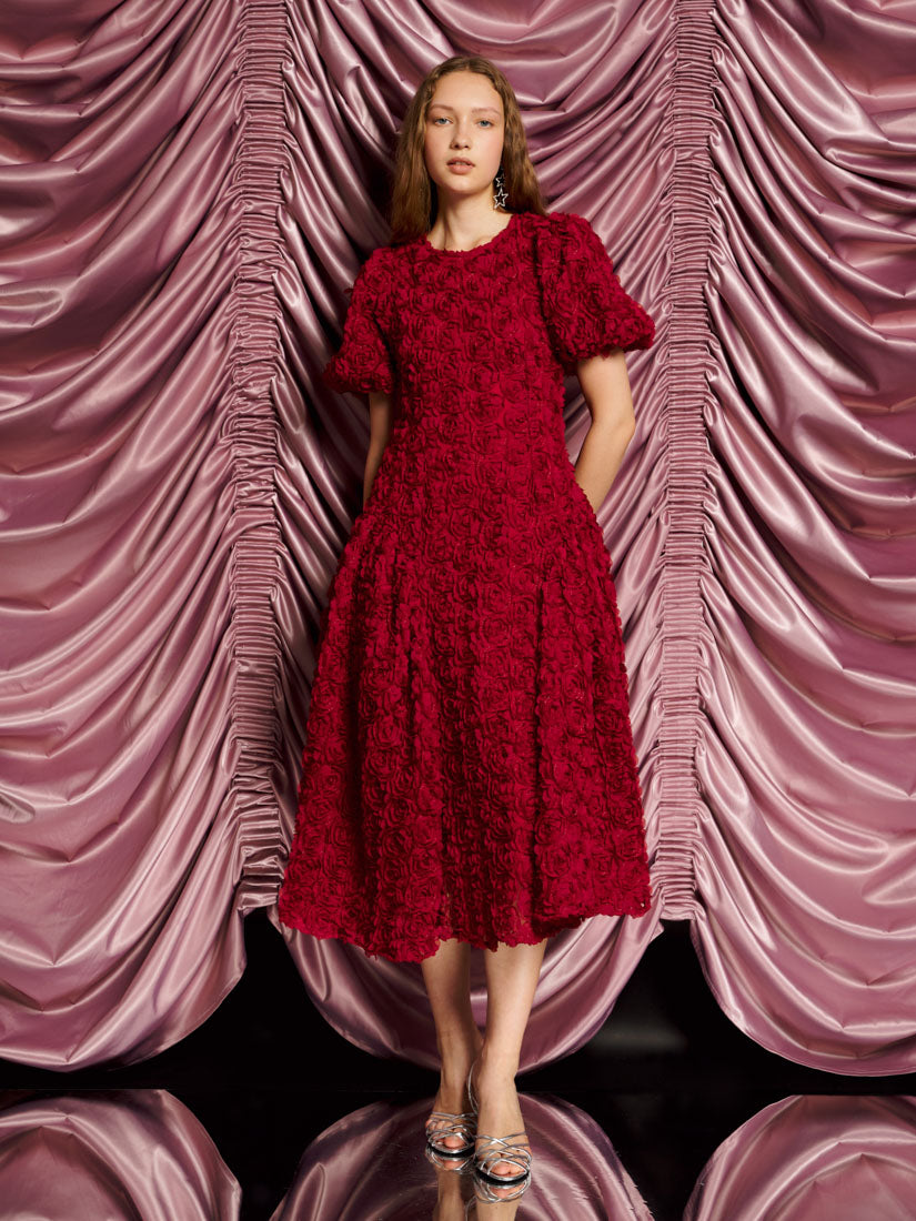 Dream Cabaret Floral Midi Dress Carmin Red / M+ Dream Cabaret Floral Midi Dress Carmin Red / M+