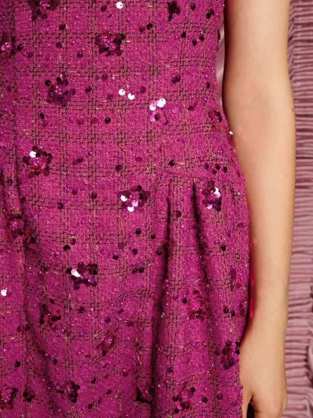 <b>DREAM</b> Hollywood Tweed Midi Dress Fuschia Pink / Z