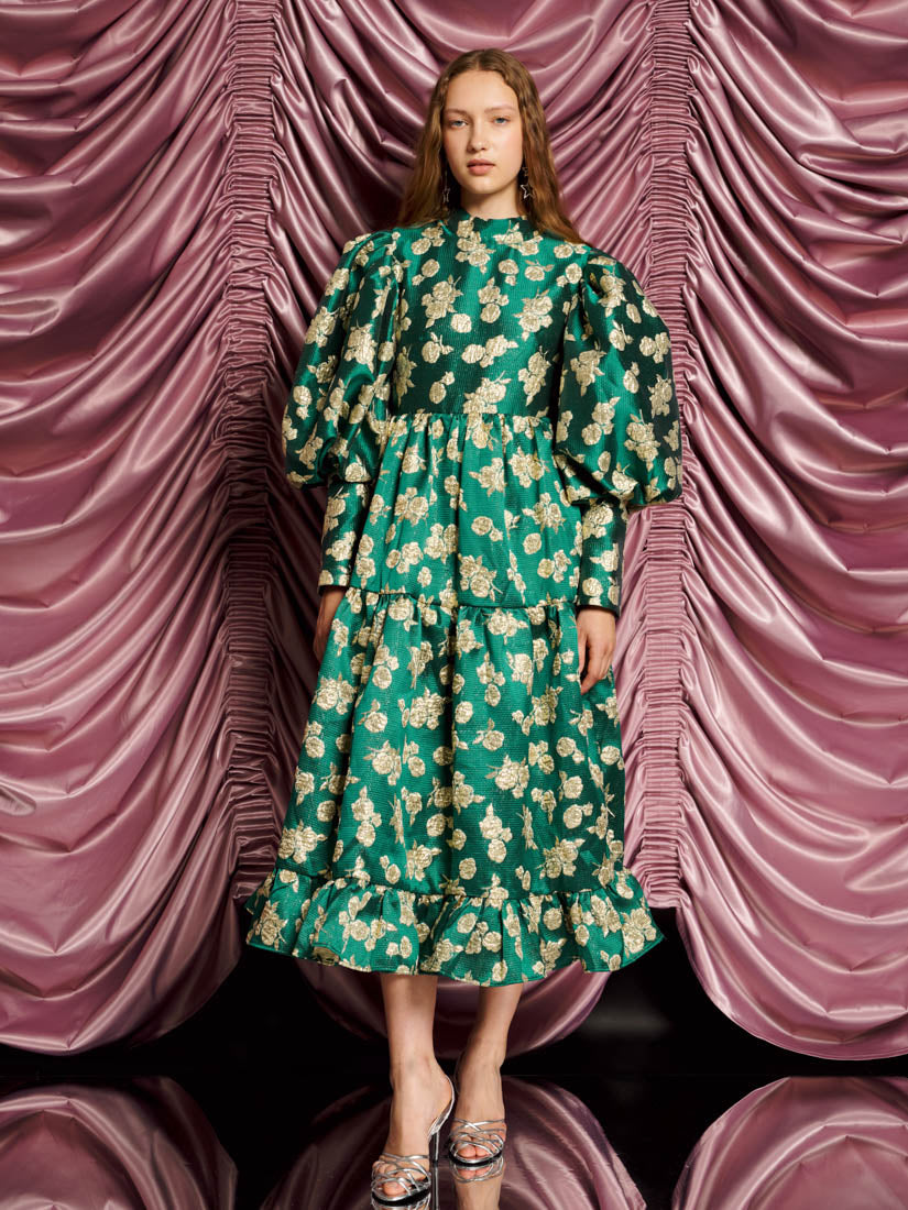 Dream Showstopper Jacquard Maxi Dress Veronese Green / M