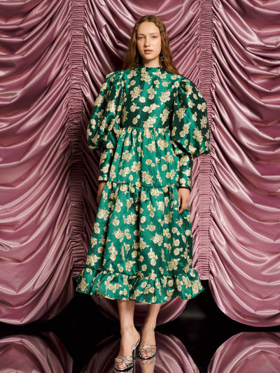 <b>DREAM</b> Showstopper Jacquard Maxi Dress Veronese Green / Z