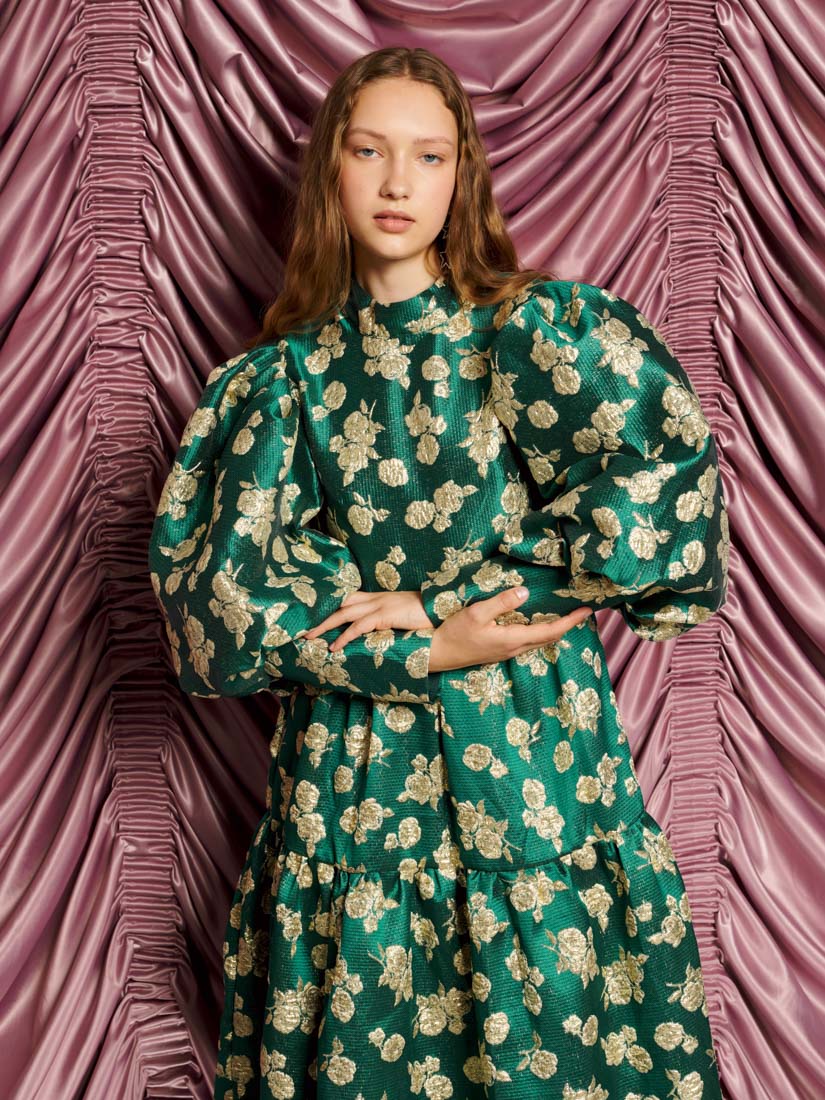 green sister jane dress DREAM Showstopper Jacquard Maxi – retro style