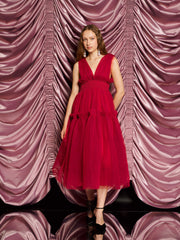 <b>DREAM</b> Rouge Tulle Midi Dress Opera Red / Z