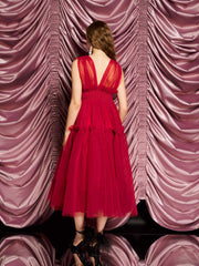 <b>DREAM</b> Rouge Tulle Midi Dress Opera Red / Z